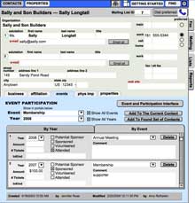 Click to see larger Event screen shot