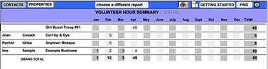 Click to see larger Volunteer Hours screen shot